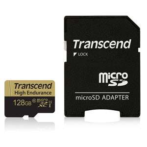 Transcend Micro SD High Endurance met adapter voor beveiligingscamera's en Dashcam's